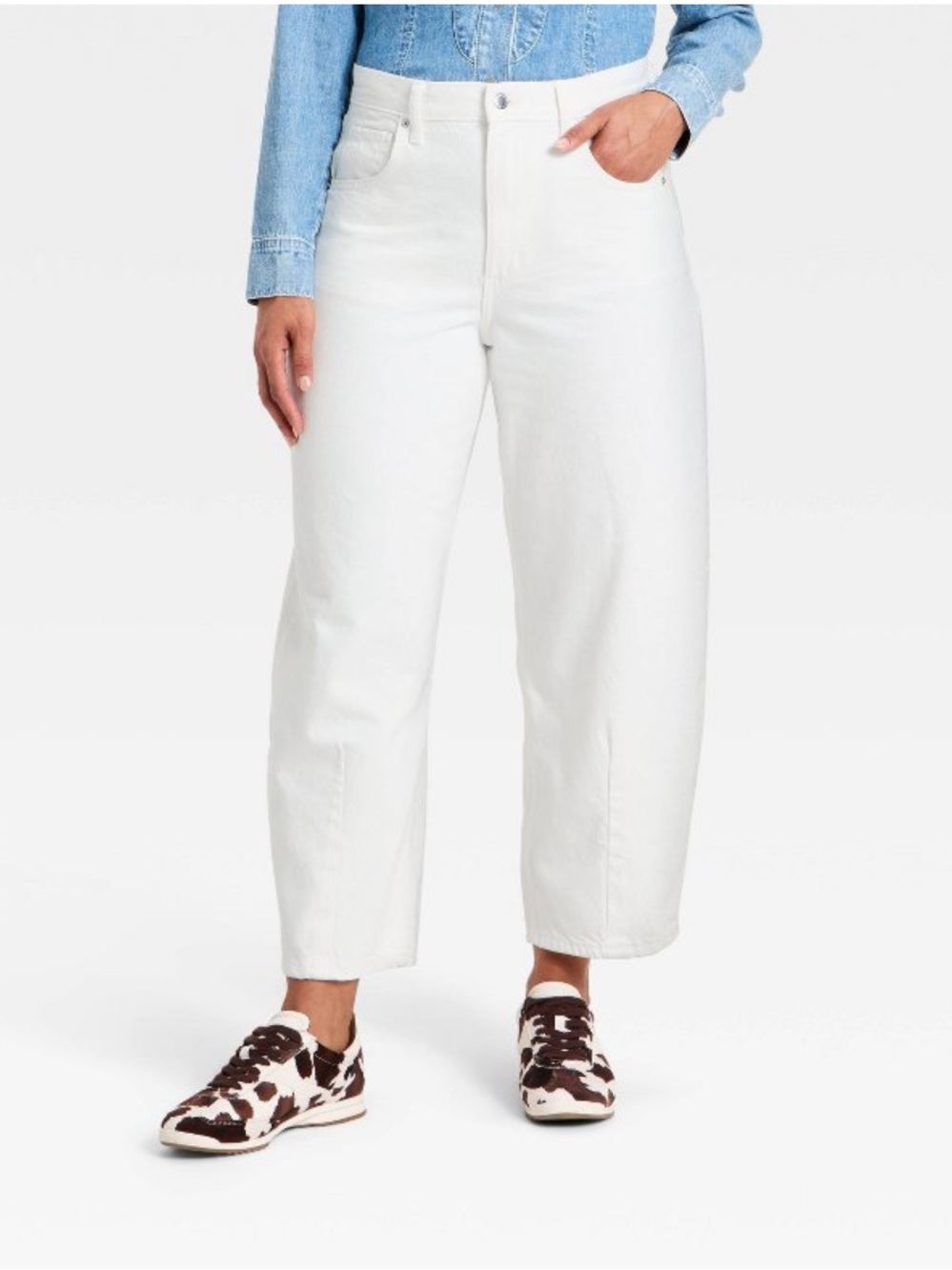 Women's High-Rise Barrel Jeans - White - 14 Short